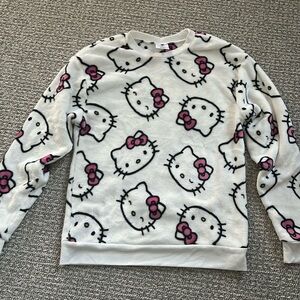 Sanrio Hello Kitty White Pink Bow Soft Fleece L Sweatshirt Top Sweater
